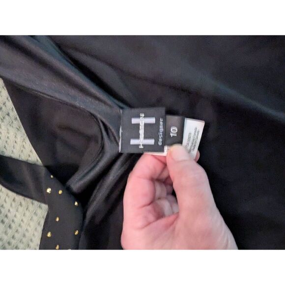 Halston Women’s Black Maxi Dress One Shoulder Sequin Trim Size 10 Eveningwear - Picture 3 of 6